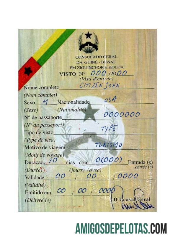 Visto GUIN BISSAU exemplo